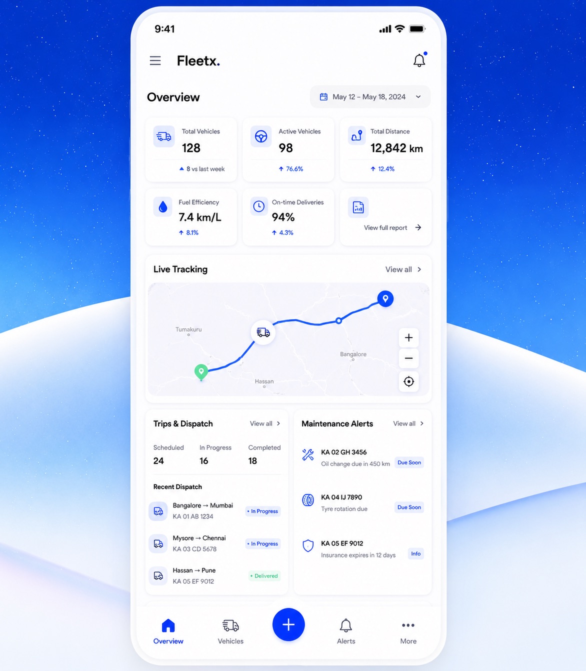 Fleet management dashboard